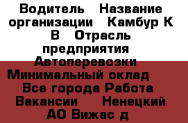 Водитель › Название организации ­ Камбур К.В › Отрасль предприятия ­ Автоперевозки › Минимальный оклад ­ 1 - Все города Работа » Вакансии   . Ненецкий АО,Вижас д.